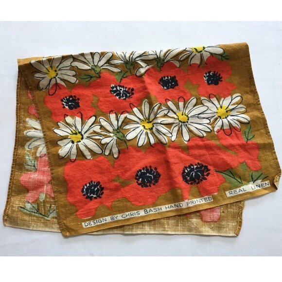 Chris Bash Wall Hanging Tea Towel 100% Cotton Real Linen Vintage - Picture 1 of 5